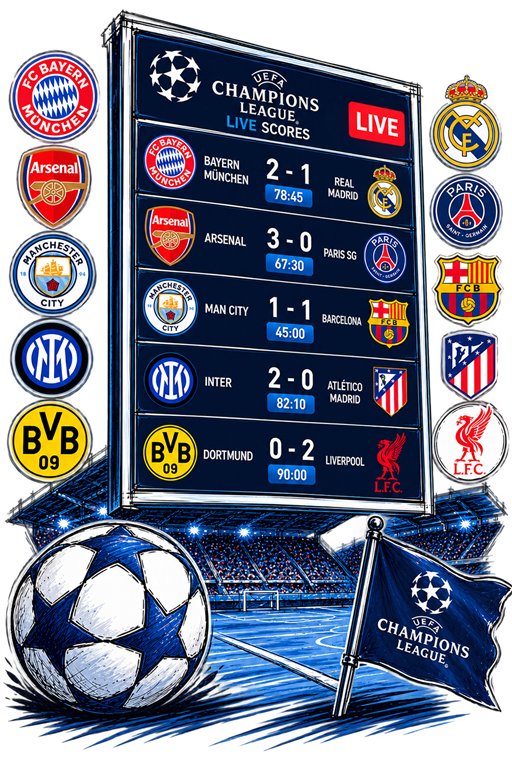 Champions League live scores matchday illustration