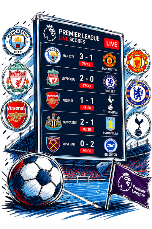 Premier League live scores matchday illustration